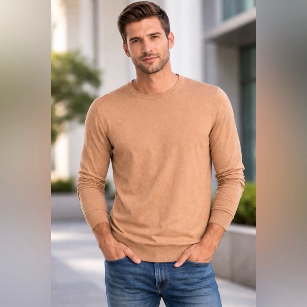 J. Crew Men's Camel Crewneck Sweater SIZE S